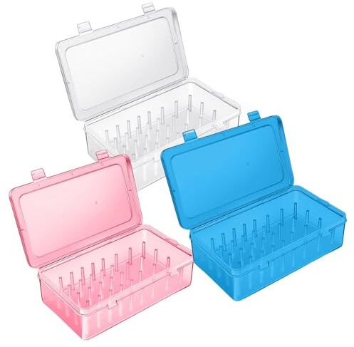 3Pack Piping Tips Storage Boxes with Fixed Pins, 42 Pegs Piping Tip Set Organizer Case, CUprighting Piping Tip Storages, Cake Decorating Kit Storage Organizer, Easy to Clean with Water