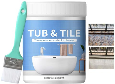 Generisch 500g Badewannenlack, Weiß Emaille Reparatur Lack, Wasserbeständige Badewannenfarbe mit Pinsel, Schnelltrocknendes Wasserfester Fliesenlack für Waschbecken Bad, Fliesenlack, Aufarbeiten