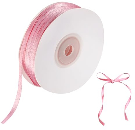 Vylro 91m x 3mm Rosa Satinband, Schleifenband Rosa, Dekoband Rosas Band | Geschenkband Rosas Dekobands, Geschenkverpackung Seidenband, für Geschenkverpackung, Festdekoration und Hochzeitsdekoration