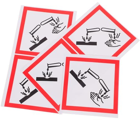 Alipis 5pièces Étiquettes Autocollantes Pour Produits Corrosifs Panneaux De Signalisation De Sécurité Étiquettes De Produits Corrosifs Panneau Avertissement Autocollant Autocollants Avert