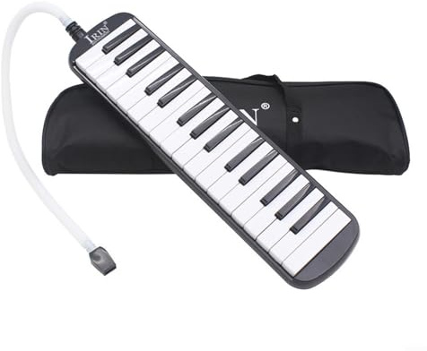 EXTRWORY Melodica mit 32 Tasten, mit Tragetasche, tragbares Musikinstrument für Anfänger, Erwachsene, Kinder, Kunststoff-Tastatur, schwarz, blau, rot, grün (schwarz)