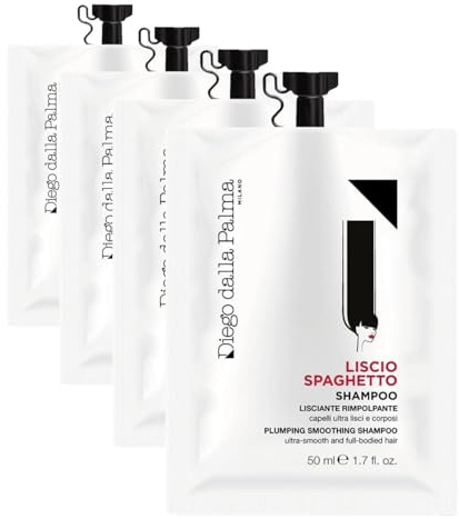Diego dalla Palma | LISCIOSPAGHETTO - Shampoo Lisciante Rimpolpante, Ripara le Fibre e Dona Lucentezza, con Acido ialuronico e Glicogeno Marino, 50ml (Confezione da 4)