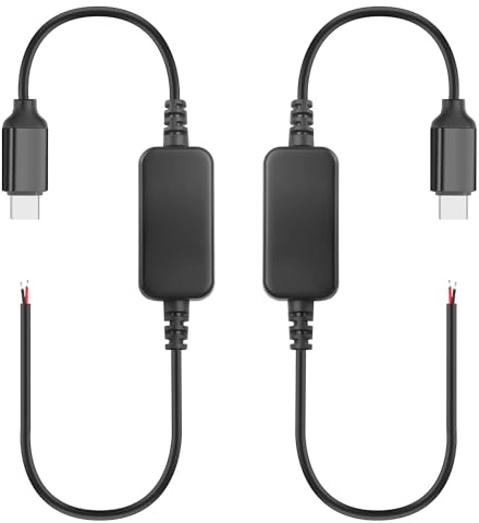 JSADZKJ USB-C to 2-Pin Open-End Bare Wire Step-Up Cable 2-Pack Type-C to 2 Pin Pigtail Boost Adapter Cable,Max 10W 5V-12V Type-C Boost Cable for DIY Electronic,LED Strip Light-28CM