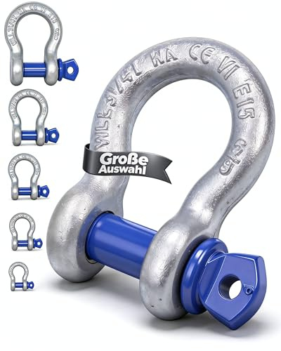Hochfeste Schäkel 0,5t - 12t | Kleine & große Schäkel galvanisch verzinkt | Hochfest & zertifiziert | 6-fache Sicherheit | Schäkel 1t 4 Stück