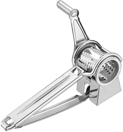 PACKOVE Rallador de Queso de Acero Inoxidable 304 Manivela, Rallador Manual Giratorio para Cocina, Herramienta para Rallar Ajo y Queso, Adecuado para Uso en Restaurantes y Pastelerías