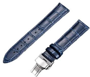 FYXT 18mm 20mm 22mm 24mm Bambumönsterarmband Fjärilsspänne Business Casual Klockarmband Klocktillbehör Grönt(Dark blue-silver,18mm)