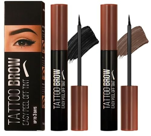 Peel Off Augenbrauen Gel, Naturschwarz und Dunkelbraun Augenbrauenfarbe, Augenbrauengel-Tönung, Wasser- Und Schweißfest, Abziehbare Formel, Geeignet für Das Tägliche Make-up