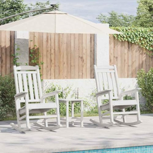sephironlbb Schaukelstuhl 2er Set Weiß Polyethylen 92 x 70 x 108 cm wetterfester Gartensessel mit ergonomischer Rückenlehne und Armlehne für Balkon Terrasse und Outdoor Relax
