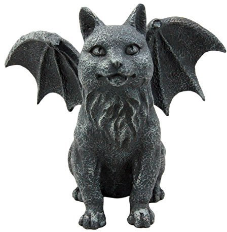 Ebros Gift Gothic Guardian Winged Feline Cat Vampire Gargoyle Desktop Paperweight Figure 6 1/8 H Medieval Renaissance Cathedral Castle Rooftop Architecture Themed Statue