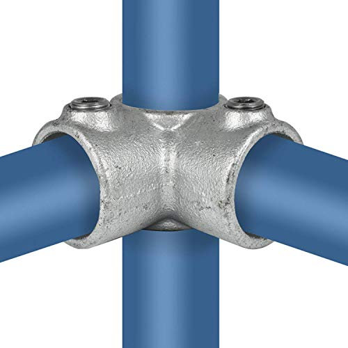 KLEMP Raccord en croix, pièce d'angle, pièce en T, 90 degrés, raccord de tube, fonte malléable, galvanisé à chaud, vis incluses Typ 20A - 21,3 mm / ½