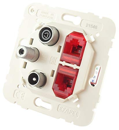 WITTKOWARE UP-Einsatz, Multimediadose R/TV/SAT/2x RJ45 CAT.6 LAN, schraubenloser Anschluss
