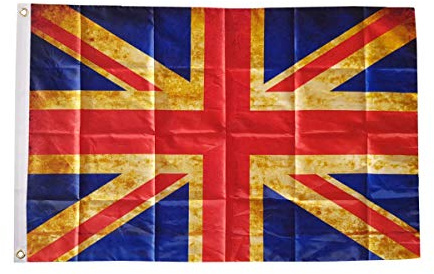 AZ FLAG Drapeau Royaume-Uni Vintage 150x90 cm Polyester 100D 2 Œillets | Usage intérieur et extérieur Drapeau décoratif anglais United Kingdom Grunge coutures doubles et bords renforcés