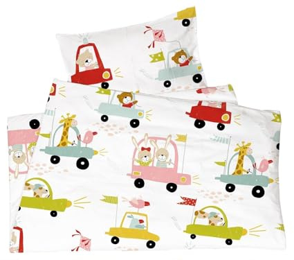 Bio Kinderbettwäsche 100% Bio-Baumwolle (kbA) GOTS zertifiziert, Autos, 100 x 135 cm / 40 x 60 cm, Jersey-Stoff