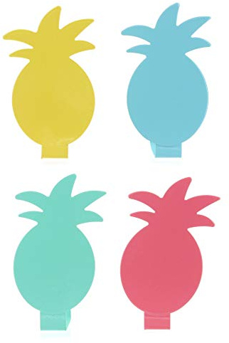 MIK funshopping 4-teiliges Set Tischdeckenklammern Tischtuchhalter aus Metall Tropical (Ananas 4-farbig)