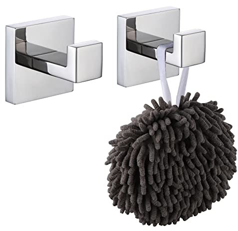 KOKOSIRI Gancio da parete quadrato per accappatoio da bagno cucina garage montaggio a parete in acciaio inox cromato lucido, B1010CH-P2