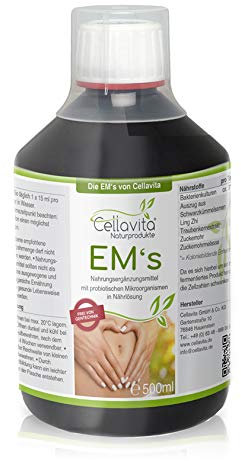 Cellavita – Effektive Mikroorganismen EM's für Menschen 500ml mit 24 Bakterienkulturen & Pflanzenextrakten – Flüssiges Probiotikum als natürliche Darmkur für den Darm – Nahrungsergänzungsmittel
