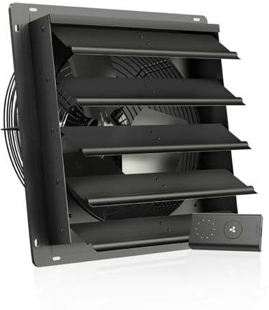 AC Infinity AIRLIFT S16, Shutter Exhaust Fan 400mm with 10-Speed Controller, EC Motor - Wall Mount Ventilation and Cooling for Sheds, Attics, Workshops, and Greenhouses, 16-Inch