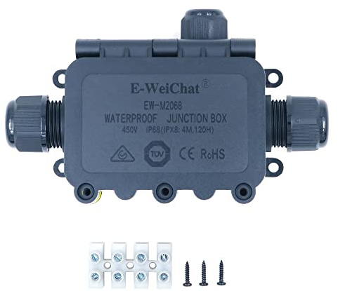 ZONADAH 3-Way L-Type IP68 Waterproof Electrical Cable Wire Connector Junction Box 450V 32A 4M Depth M20 9-12mm / M16 7-10mm Outdoor Garden Lighting Wiring