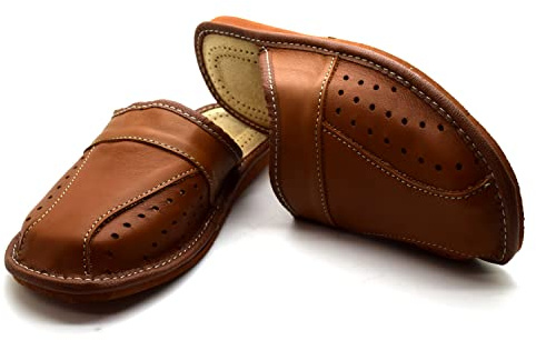 SolaDirect Men's Leather Slippers Shoes Comfort Sandals Slip On Mules Brown (Size UK 12 / EU 46)