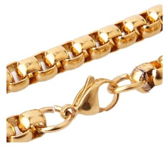 Whoiy Erbskette Edelstahl für Herren, Gold Halskette Herren Breit 7MM Gothic Hip Hop Ketten Freundschaftsketten Halskette