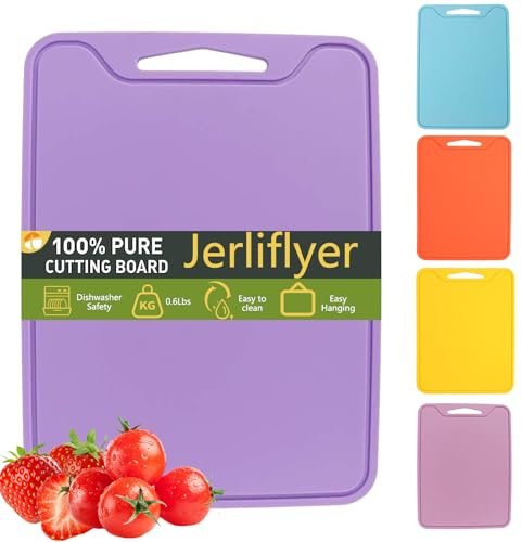 Jerliflyer Silicona Tablas Para Picar, 11,8 x 8,7 Tabla de Cortar, Antideslizante Cocina Corte Sin BPA, Seguridad Lavavajillas Tabla, Tablas Cortar Cocina para Carne Verduras Frutas (Morado)