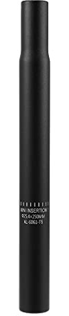 A ABSOPRO Fahrrad Sattelstütze Mit Skalenmarkierung Schwarz 1Stk Für MTB | Aluminiumlegierung, 25.4X250mm, Dicke 2.5Mm, Für Rennräder, Mountainbikes, Mit Sicherheitslinienmarkierung, Langlebig
