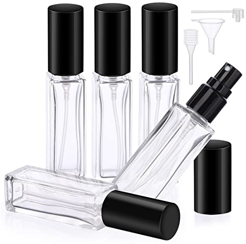 Segbeauty Parfümzerstäuber Nachfüllbar Glas, Portable Zerstäuber für Unterwegs, Quadratisches Glasparfümfläschchen Leerefür Parteien Reise Männer und Frauen, 5 Stück Transparenter Leere Parfümspender