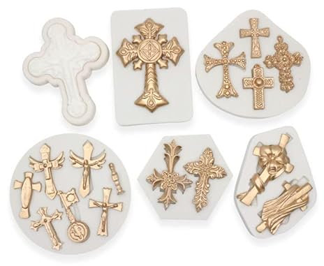 Silikon Form Fondant Schablone 6 Stück Geprägtes Kreuz Fondant Silikonform Kuchendekoration Trocken Pez Schokolade Backform