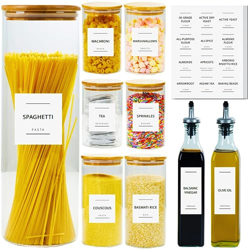 Fix Space 356 etiquetas impermeables para despensa, ingredientes del Reino Unido, etiquetas de cocina para contenedores, perfectas para despensa