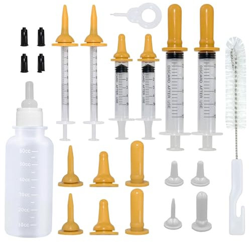 Aufzuchtflasche Katze, Welpenmilch Aufzuchtflasche für hundewelpen Kitten, Nippel mit Spritzen für Welpen, Kätzchen, Eichhörnchen und andere Neugeborene Haustiere,18 Stück