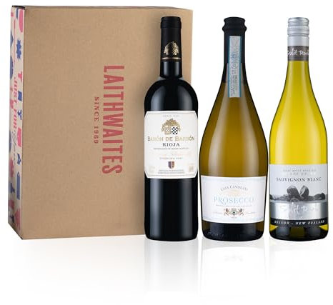 Laithwaites Classic Mixed Trio with Sparkling Wine Gift Set - Case of 3 Bottles - (75cl) - Italian, New Zealand & Spanish Variety - Casa Cantalini Prosecco, Split Rock Sauvignon Blanc & Baron Rioja