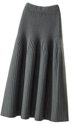 SUIUOI Jupes longues en velours côtelé, trapèze, pour femme, plissées en tartan, pour l'hiver et l'automne, midi, élastiques, vintage, élégantes, pliées, décontractées, Taille Unique