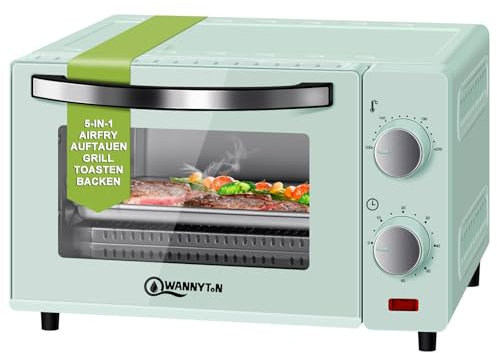 WANNYTON Mini Four 10L, 650W, Four Électrique avec Minuterie Réglable Jusqu'à 60 min, Température entre 100-230°C, Grille de Cuission