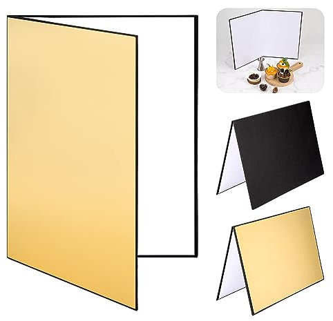 Ljusreflektor 3-i-1 fotografering reflektor kort A3 diffusor fotografi vikbar reflektor för stilleben smycken mat produktfotografering foto 42 x 29 cm (guld/vit/svart)