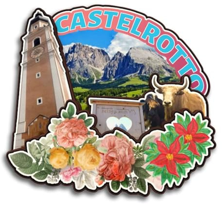 Kühlschrankmagnet aus Holz, Motiv: Kastelruth Trentino-Südtirol, Italien, lustig, 3D, handgefertigt, Stadt, Reise, Souvenirs, Basteln, Kühlschrankaufkleber, Heimbüro, Dekoration, Sammlung, Geschenk