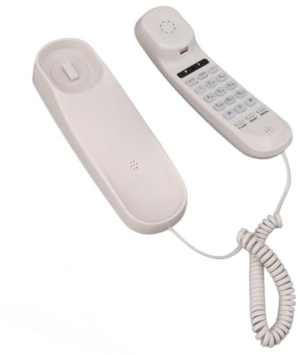 Landline Telephone, ABS Landline Phone Wall Mountable Corded Phone Hotel Telephone Fixed Landline for Hotel Home Office (White)