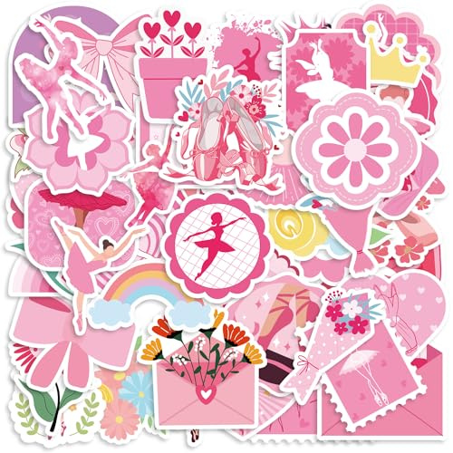 XIHIRCD 50pcs Creative Ballet Stickers, Colorful Ballerina Stickers Cute Party Stickers Aesthetics Waterproof Stickers Dance Playful Girls Stickers Birthday Gifts for Laptop Bottle Notebooks(Style 1)