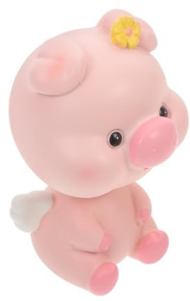 CIYODO Schweinekopfschüttelnde Puppe Süße Auto-innendekoration Mini-schweinefigur Aus Kunstharz