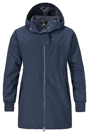 Schöffel Damen Parka Style Bohorok WMS, wasserdichter Regenparka aus recyceltem Material, atmungsaktive Allwetterjacke mit Oversize-Passform