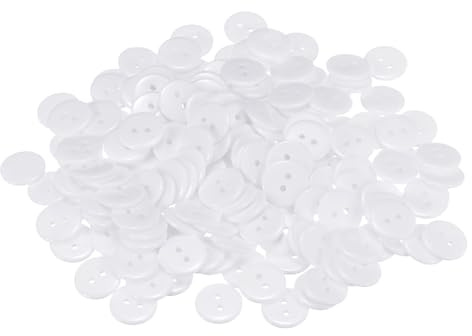 QUARKZMAN 200 Stück Weiß Knöpfe 15 mm Große Nähknöpfe 2 Löcher Harz Runde Bastelknöpfe Ersatzknöpfe für Mantel Kleidung Jacke Hemden Blazer DIY Handwerk Scrapbooking Dekoration