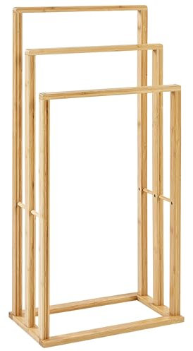 Bathroom Towel Rack 81x40 cm Bamboo 3 Rails Light Wood Tupelo