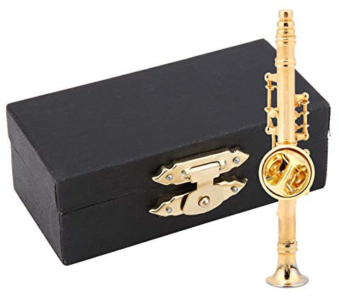 Vergoldete Klarinetten-Brosche, Musikinstrument-Brosche, mit Geschenkbox