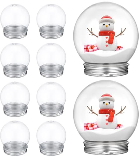 HOLIDYOYO 10stücke Teiliges DIY Schneekugel aus Transparentem mit Schraubverschluss Leichte und Kompakte Wasser-schneekugeln zum Selbermachen und Weihnachtsdekoration