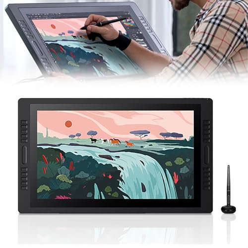 QIeAny Pantalla De 23.8 Pulgadas Pintada A Mano, Pantalla A Color RGB Al 120%, 2.5 K+Detección De Presión De 8192 Niveles+Lápiz De Dibujo Pasivo+Ángulo De Visión De 178°+Vidrio Antirreflejo AG,Black