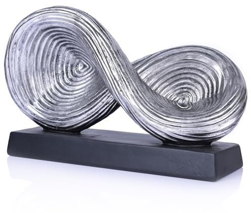 orenm Scultura decorativa astratta a catena, con nodo in resina, per l'estetica neutra della casa, per soggiorno, ufficio, tavolino da caffè, scultura unica per libreria, scaffale (argento)