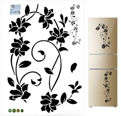 GORGECRAFT Pegatinas Decorativas de Flores para Nevera, Autoadhesivas, de PVC, Impermeables, para Pared de Cristal, para Dormitorio, Sala de Estar, Escalera, Guardería, Decoración de Pared del Hogar