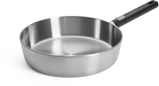 Woll Logic Steel - Padella a bordo alto, induttiva, diametro 28 cm, altezza 7 cm, con manico rimovibile, adatta per tutti i piani cottura, senza PFAS