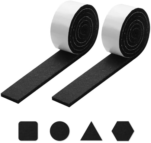 Feltrini per mobili, autoadesivi, resistenti, 3 cm x 1 m (2 strisce), protezione per pavimenti fai da te per sedie, tavoli, gambe del divano, tagliati a qualsiasi dimensione, per legno duro e