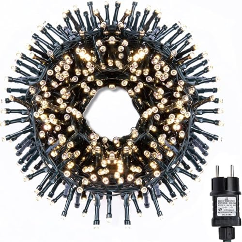 capojas Led Cluster Lichterkette warmweiß weihnachtsbaum deko Strombetrieb Deko für Innen Außen Garten Hochzeit weihnachtsdeko (Warmweiß, 300LED 6M Lang+5M Zuleitung)