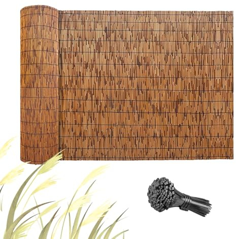 Garten Sichtschutz Bambus, Windschutz Schilfrohrmatte Zaun, Sichtschutzzaun 50 cm - 160 cm Hoch, Bambus Zaun Für Pool/Dach/Mauerabdeckung/Gartenzaun(70 * 1000cm)